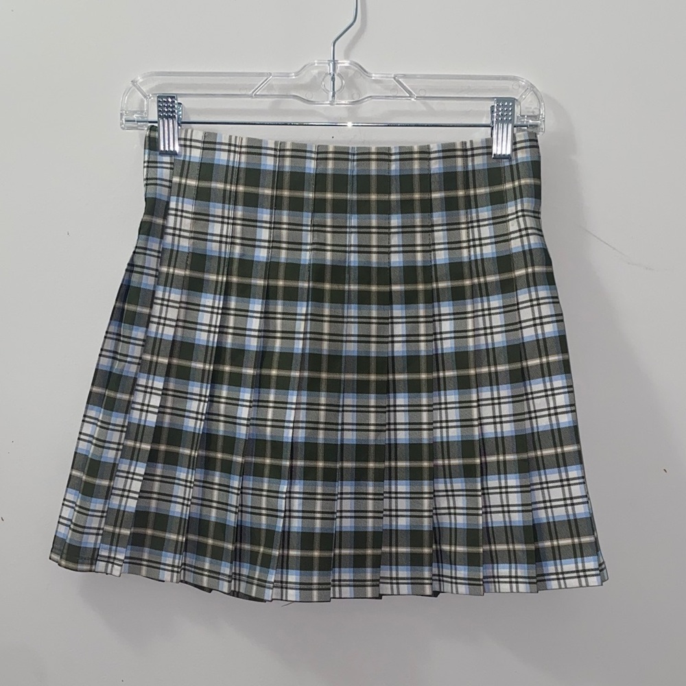 No Boundaries Plaid Mini Skirt - Green and White